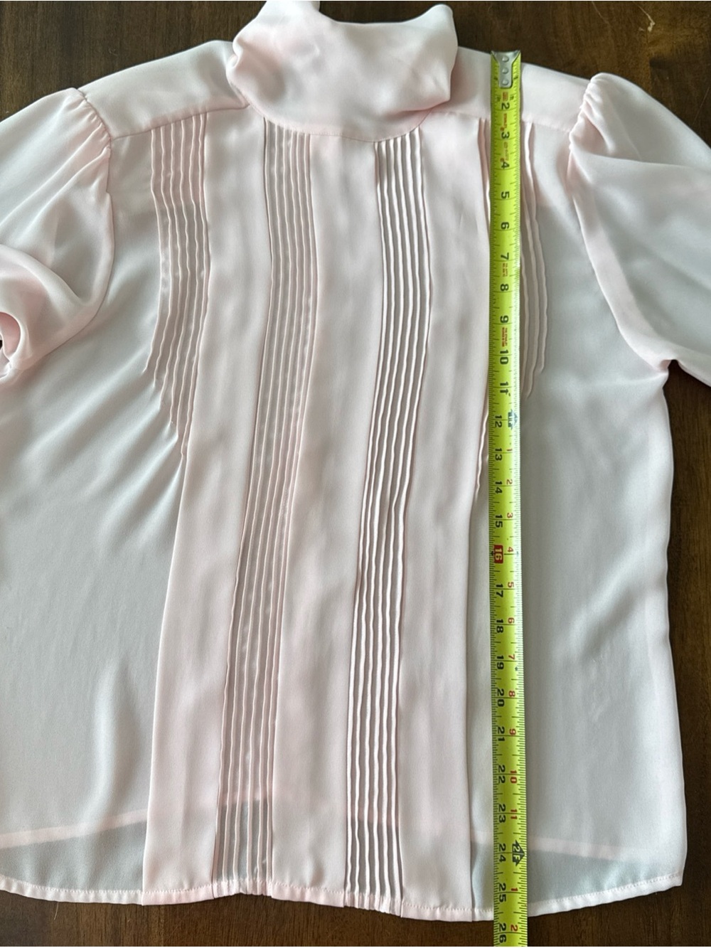 Vintage Laura & Jayne Collection Pink Blouse 10 Pleated Tuxedo Turtleneck Sheer - Picture 11 of 11